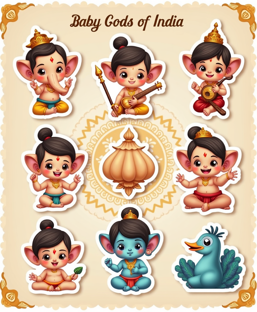 Indian Gods - Religious - Stickers Sheet v14